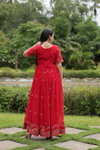 KA 1111 2 Faux Blooming Embroidery Wedding Gown Wholesale Shop In Surat
